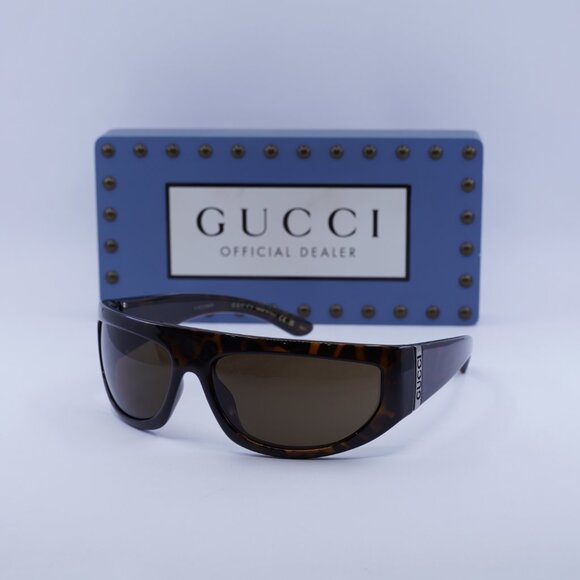 Gucci GG1574S 002 Rectangle Sunglasses - Havana\Brown - Picture 1 of 10